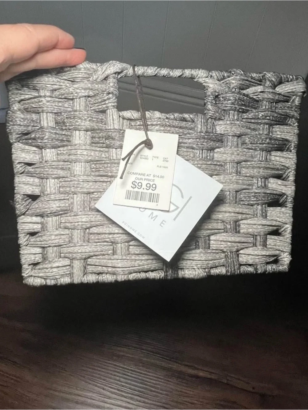 RGI Woven like Decorative Storage Basket in Gray indoor/outdoor. 14 W 9 1/2 D